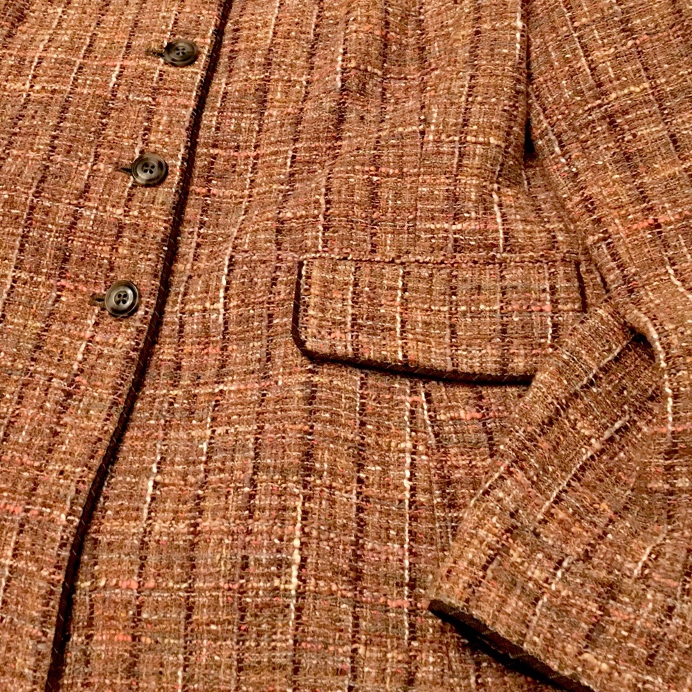 Linda Allard EllenTracy Golden Brown Tweed Blazer 12/14 - Picture 12 of 15